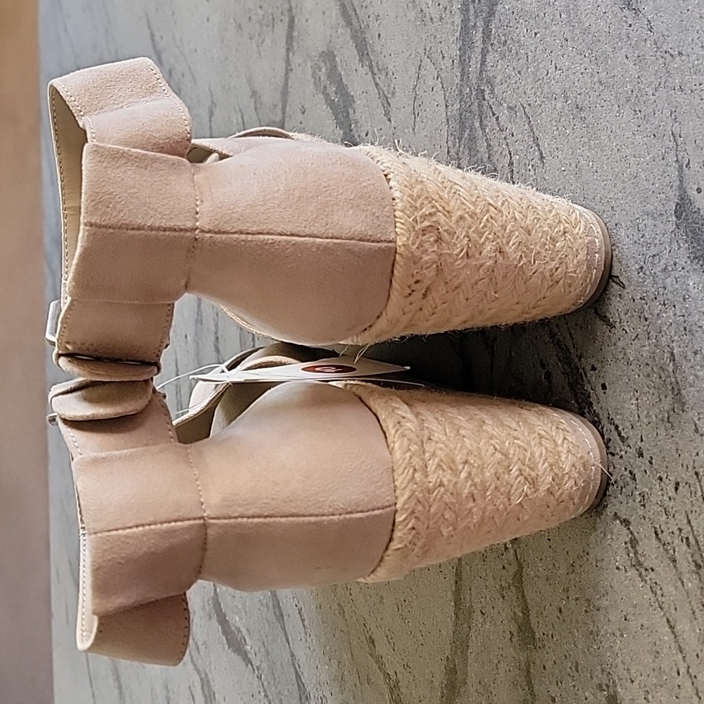 Universal Thread Jute/Faux Suede Boho Platform Wedge Peep Toe Heels Taupe sz 10 - Picture 4 of 14
